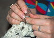 knitting by a hook