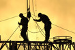 Photo : workers at sunset