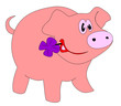 Pink piggy bank with flower