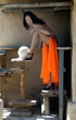 asian woman in ancient city