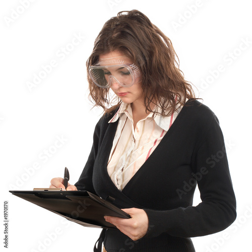 Foto: woman engineer writing woman engineer writing
