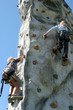 people climbing on artificial rock wall