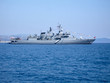 large warship on harbour raid