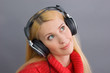 young pretty woman listen mp3 music