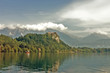 bled lake and castle, vintage