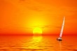 sunset. lonely yacht