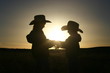 holding hands at sunset