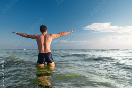 Leinwandbild Motiv evening swimmer