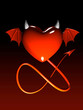 Photos : red heart-devil isolated on gradient 3d