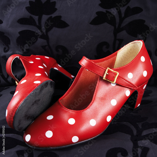 Flamenco Dance Shoes on Two Red Flamenco Dancing Shoes With White Dots    Kameel  2119302