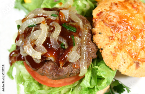 Photo: gourmet burger with steak sauce gourmet burger with steak sauce
