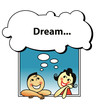 Leinwandbild Motiv dreaming couple (put your text in a cloud)