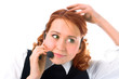 beauty girl operator on white background