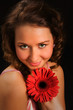 pretty girl with red flower