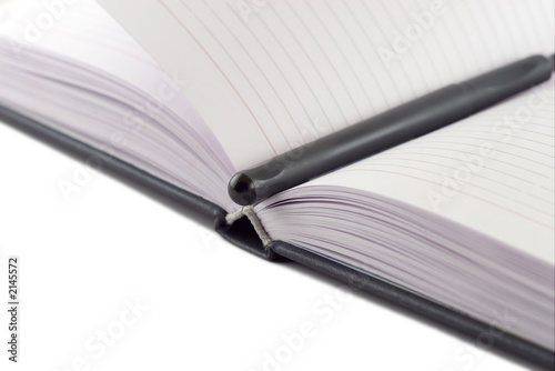 black felt-tip lying on opened notebook
