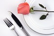 place setting with rose