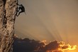 climber on sunset on the rock climber on sunset on the rock