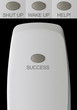 remote control with one button "success", and variants: "help!",