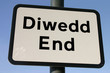 bilingual, welsh and english, end (diwedd) sign bilingual, welsh and english, end (diwedd) sign