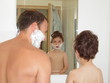 père et fils rasage