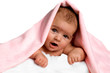 baby girl with pink blanket