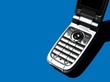mobile phone on blue background