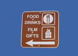 food drinks film and gifts sign