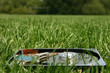 hard disk drive in green grass