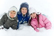 happy kids in snow
