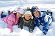 children on the snow