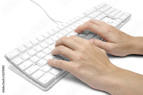 writing on a white computer keyboard