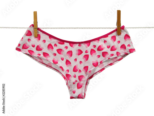 Photo: valentine panties on a clothes line (clipping path valentine panties on a clothes line (clipping path