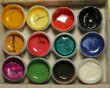 a set of paint cans