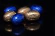 gold and blue easter eggs