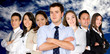 confident business man and his business team