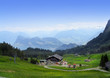 mountains hills with chalet, swiss pilatus