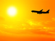 sun, sky, clouds and plane