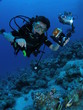 diving girl with camera