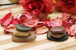 stones and petals for aromatherapy session