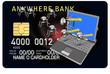 credit card bg with laptop and bug attack