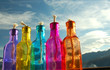colored bottles in the sky