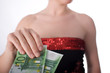 canvas print picture geld an frau übergeben