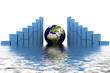 Illustration: 3d earth(asia,europe) and graph 3d earth(asia,europe) and graph