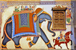 india, mandawa: colourful frescoes on the walls india, mandawa: colourful frescoes on the walls