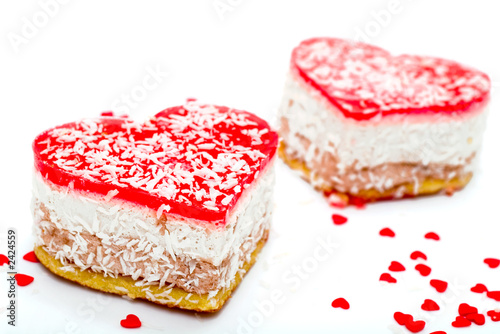 Photo: two jelly heart-shaped cakes two jelly heart-shaped cakes