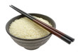 bowl of rice with chopsticks