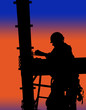 silhouette of construction worker