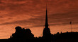 stockholm, old town roofs at sunset