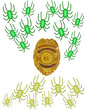 bug attacking internet security badge