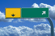blank freeway sign in blue cloudy skies blank freeway sign in blue cloudy skies